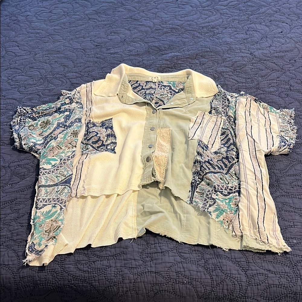 New/Never Worn Patchwork Shirt - Multicolor - image 1